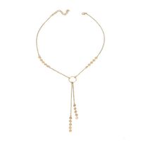 Collier tendance en métal multicouche avec pendentif cercle à sequins et pompon, chaîne de clavicule en alliage, vente en gros