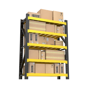 מדפים מתכת תעשייתיים מוסכים ומחסנים מתלה ללא מתלה עם מדף אחסון ארבע שכבות פלדה שחור וצהוב - Product Image 2