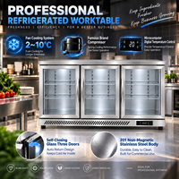Refroidisseur d'air commercial pour cuisine, comptoir de travail en acier inoxydable à 3 portes pour restaurant