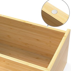 Bamboo Desk Organizer Rectangle Multi Functional Office Storage Box With Tissue Holder For Desktop Use - Product Image 4