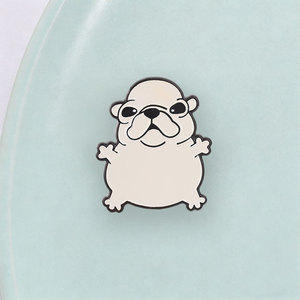 Épinglette en émail personnalisée, chien blanc mignon et dodu, badge en métal amusant, bouledogue français kawaii, épinglette de revers, cadeau de bijoux créatif - Product Image 3