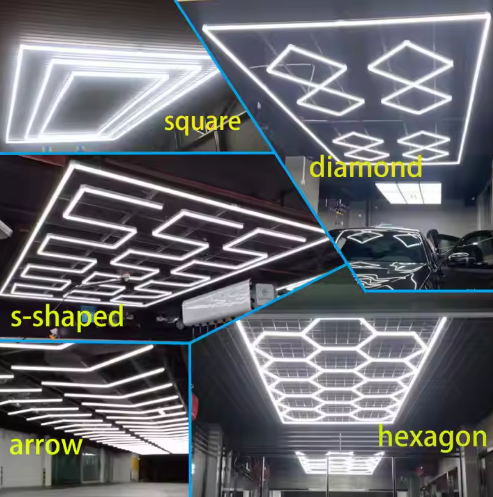 Modern Hexagon LED Cold White IP65 Office Lighting 200W 110lm/W Portable Work Lighting Kit Aluminum Alloy Frame Energy Efficient