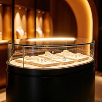 Vitrine de présentation de bijoux en verre, comptoir rectangulaire, vitrine de vente au détail, cadre noir pour exposition en magasin