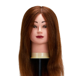 Gabbiano WZ1 capelli naturali manichino testa allenamento per taglio di capelli intrecciati colore 4 # lunghezza 20 pollici diritta Yaki stile - Product Image 1