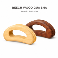 Outil de massage Gua Sha en bois de hêtre personnalisé, planche de raclage corporel en bois carbonisé, masseur pour drainage lymphatique et soulagement musculaire, OEM & ODM
