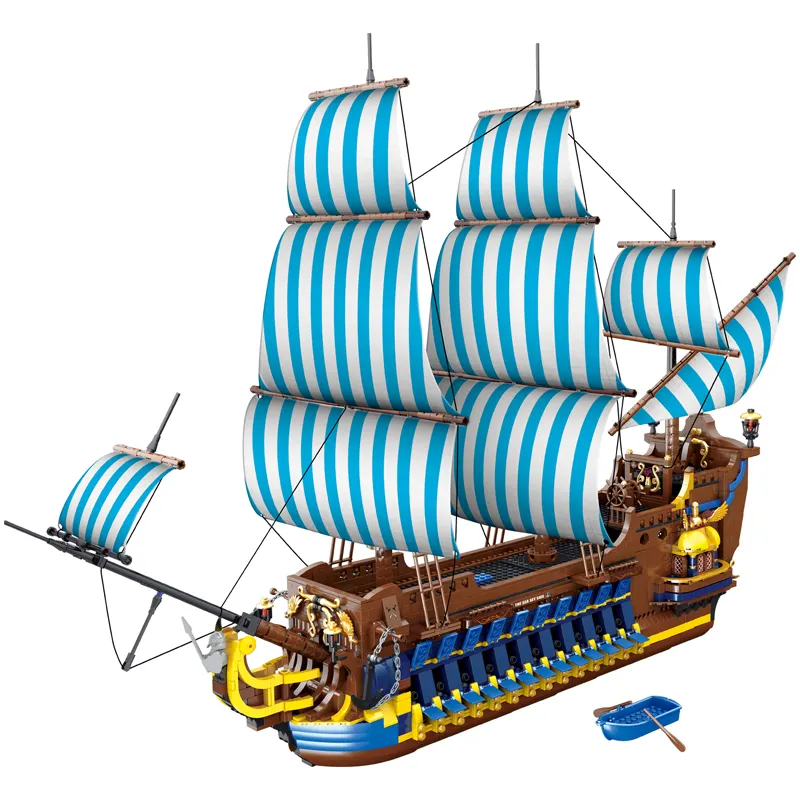 Mork, nuevo modelo 031011, bloque de construcción de vela azul, barco pirata, bloques de construcción, juguetes compatibles con bloques para niños