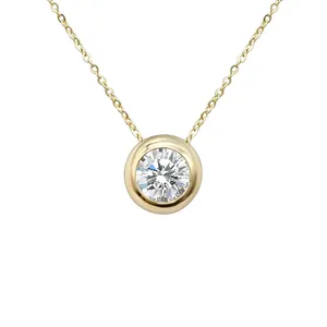 Collier avec pendentif en or massif pour femmes, chaîne à maillons, en or véritable, pendante, 1ct, 9k, 14k, 18k, vente en gros, tendance,