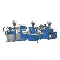 Machine de moulage par injection de semelles de chaussures en plastique entièrement automatique de type rotatif à trois couleurs, moteur 12 stations, capacité de 25 à 300 paires/heure