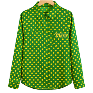 เสื้อเชิ้ตผู้หญิงแขนยาวลายจุด แบรนด์ Chi Eta Phi Sorority ผ้าทอ ระบายอากาศได้ดี เป็นมิตรกับสิ่งแวดล้อม เหมาะสำหรับฤดูร้อน ฤดูใบไม้ผลิ งานทางการ และธุรกิจ - Product Image 1