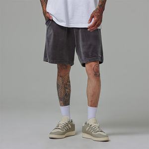 Pantalones Cortos Deportivos Gruesos con Logotipo Personalizado Bordado, Estilo Vintage, de Poliéster y Algodón, Felpa Francesa, Lavado Ácido, Efecto Desteñido por el Sol - Product Image 5