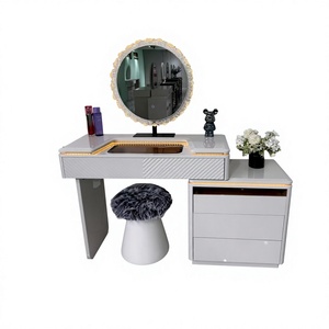 Solid wood <b>dressing</b> <b>table</b> with <b>mirror</b> lighting and drawer cabinet with Bedroom furniture for makeup <b>vanity</b> with storage drawers - Product Image 1