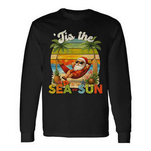 Tis The Sea Sun Christmas In July Hawaii Santa Beach T-shirt à manches longues - Product Image 2