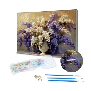 Popular Custom Oil Painting By Numbers Kit Lilac Ceramic Vase DIY Painting By Numbers Modern Luxury Home Art Decor