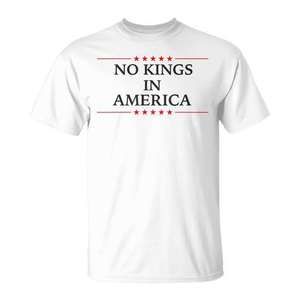 Camiseta No Kings In America, camiseta de protesta roja, blanca y negra - Product Image 1