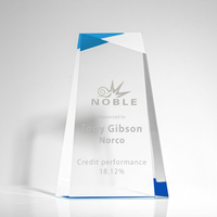 Trophée personnalisé en acrylique avec accent bleu, récompense d'entreprise, reconnaissance des employés, cadeau d'affaires, plaque moderne gravée sur mesure