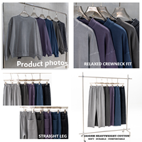 Ensemble de survêtement épais pour homme 380 GSM 100 % coton, sweat-shirt à col rond délavé style vintage et pantalon de survêtement coupe droite, personnalisable OEM ODM