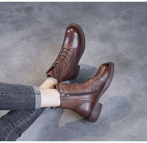 New Flat Strap Women's Boots Casual Fashion Leather Shoes - Product Image 6