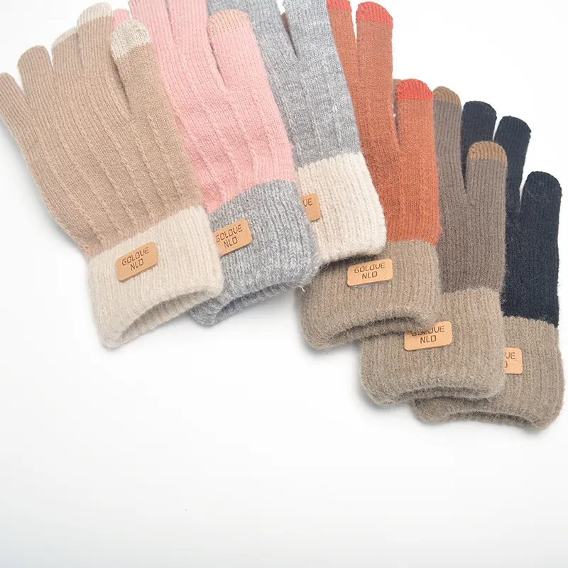 Guantes de invierno cálidos personalizados, manoplas de terciopelo tejido con pantalla táctil, acrílicos, a la moda, mágicos, de Cachemira, para Navidad