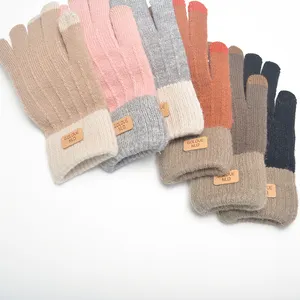 Gants chauds d'hiver personnalisés en velours, tricoté, en acrylique, en cachemire, à la mode magique de noël, vente en gros