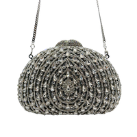 Nouveau Sac à Main Éventail Argenté Brillant, Sac de Soirée Tendance pour Femme avec Chaîne, Sac de Mariage et de Fête en Métal Scintillant pour Femme