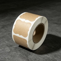 Rouleau d'étiquettes vierges en papier kraft, forme spéciale, autocollant adhésif pour emballage de pots et cadeaux