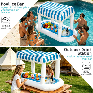 Bar flottant gonflable d'été <span class=keywords><strong>pour</strong></span> <span class=keywords><strong>piscine</strong></span> avec auvent pare-soleil en tissu, glacière et plateau porte-boissons - Product Image 4