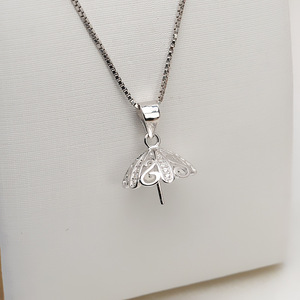 S925 Silver Pendant Necklace with 13-15 Pearl Female Baotou Hat <b>Concealer</b> Jewelry DIY Accessories Holder 773 - Product Image 4