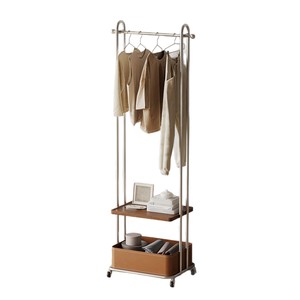 Movable Coat <b>Rack</b> With <b>Shelf</b> And Basket Minimalist Standing Clothes Organizer For Bedroom Home Use Wheeled Design - Product Image 5