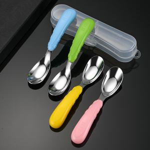 Cuchara para bebé de acero inoxidable Soo1A 316 con mango de plástico de color sólido para alimentación infantil, juego de cucharas de entrenamiento - Product Image 4