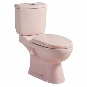 Wc de lavado de África de alta calidad, inodoro de color rosa, inodoro de dos piezas