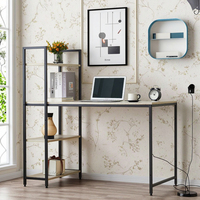 Bureau d'ordinateur pour le bureau à domicile, bureau multi-niveaux avec étagère intégrée, design contemporain, panneau en bois, fabriqué en Chine, Fujian