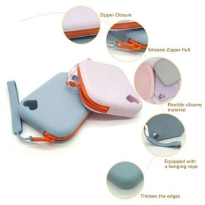 Silicone Zipper Coin Purse-Eco-Friendly Durable Fashionable Portable <b>Wrist</b> <b>Strap</b> Unisex Mini Size Daily Use Promotional Gift - Product Image 4