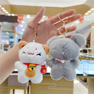 Dễ thương Fortune Cat chuột nhỏ sang trọng Mặt dây chuyền Claw búp bê Máy hành động hình móc chìa khóa vòng - Product Image 4