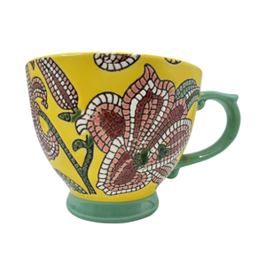 Factory Pioneering Hand Colored Matte Relief Floral <b>Ceramic</b> <b>Cup</b> 420ml 14oz Coffee Mug Gift <b>Cup</b> For Afternoon Tea - Product Image 2