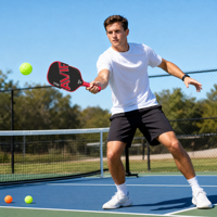 Raquette de pickleball haut de gamme en fibre de carbone, noyau en nid d'abeille de 16 mm, rouge, 220 g, raquette personnalisée OEM pour l'entraînement et le divertissement des adultes