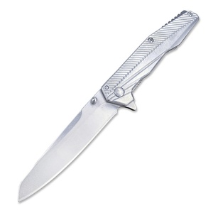 Cuchillo Plegable HUAAO F228 1368, Totalmente de Acero, para Camping y Senderismo, Hoja de Acero 8Cr13Mov, Mango de Acero Inoxidable 420, 57-59HRC, 110g - Product Image 1
