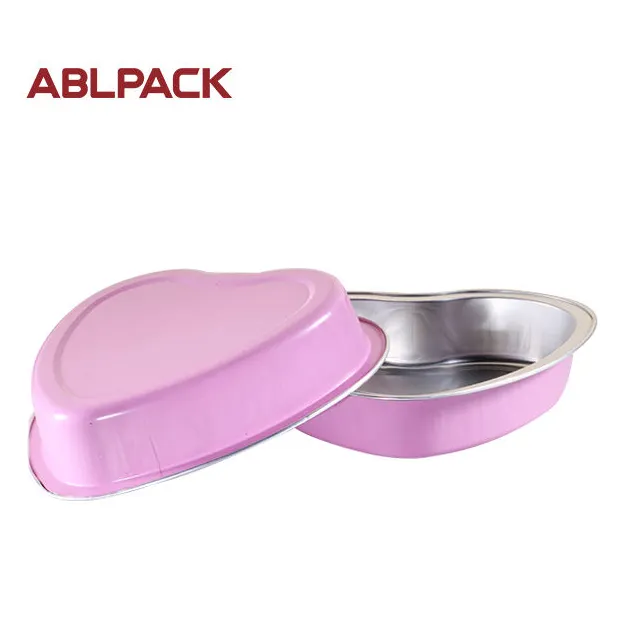 Fabricant AblPack Moule à crème glacée pour gâteau Coupe de cuisson Bols en aluminium en forme de cœur pour chocolat Contenants alimentaires en aluminium