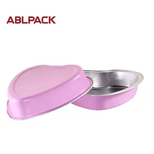 Manufacturer AblPack Cake Ice Cream Mold Baking Cup Chocolate Heart Shape Aluminum Bowls Foil Food Containers