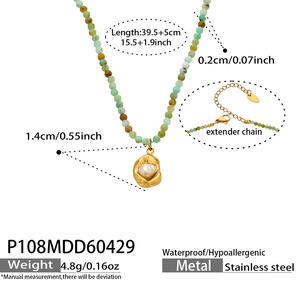 สร้อยคอจี้หินธรรมชาติชุบทอง 18K สแตนเลสสตีล ขายส่ง เครื่องประดับแฟชั่นสำหรับผู้หญิง - Product Image 5