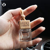 Flacon de parfum carré vide de 10 ml en verre avec bouchon en bois, flacon diffuseur de voiture suspendu