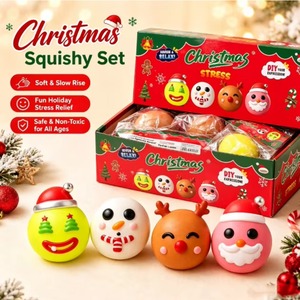 Pelotas Antiestrés Blandas con Caras Navideñas Adorables: Santa, Muñeco de Nieve, Reno - Juguete Sensorial para Aliviar el Estrés Navideño - Caja Sorpresa para Niños - Product Image 4