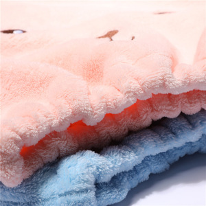 Cartoon bear hair drying cap, coral fleece shower cap, quick-drying <b>towel</b>/<b>head</b> <b>wrap</b> for home use. - Product Image 3