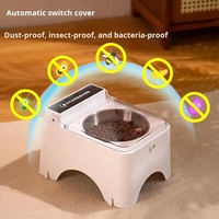 Gamelle surélevée écologique pour chat, anti-mouches, anti-odeurs, avec couvercle à capteur de mouvement