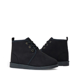 Bottes de neige à lacets pour enfants, avec fermeture éclair latérale, doublure chaude en peluche, semelle en caoutchouc antidérapante, noires, chaussures d'hiver décontractées pour garçons et filles - Product Image 1