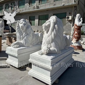 Estatua de León de Mármol <span class=keywords><strong>Blanco</strong></span> de Tamaño Real para Jardín, Escultura de León de Mármol Natural para Exteriores - Product Image 3