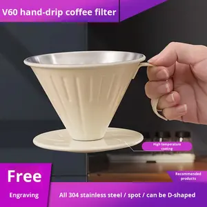 Cafetera de Goteo de Acero Inoxidable, Filtro Cónico en Forma de V Reutilizable, Accesorio de Preparación de Café de Goteo Lento con Mango para el Hogar o Cafetería - Product Image 4
