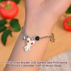 Pulsera de Cadena de Moda, Acero Inoxidable 316L, Baño de Oro PVD, Resistente, Diseño Sostenible con Estrella Mickey - Product Image 3