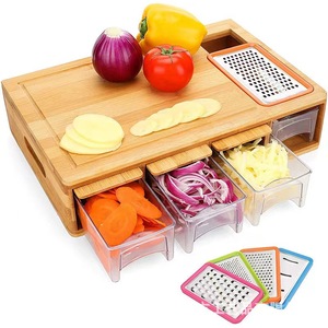 Ensemble de planches à découper en bambou et en bois pour le commerce transfrontalier, planche à découper de cuisine en bambou, boîte en bois, planche à découper à tiroir, planche à découper roulante - Product Image 1