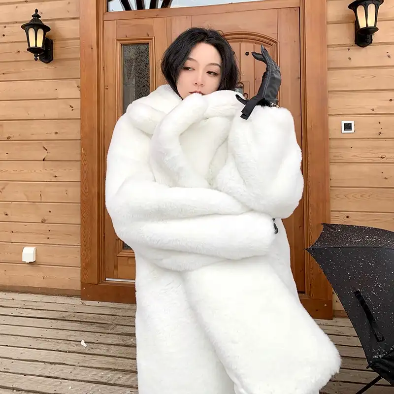 New Arrival Fur Coat Warm Winter Fur Coat Toscana Custom Red White Long Women Color Faux Fur Coat