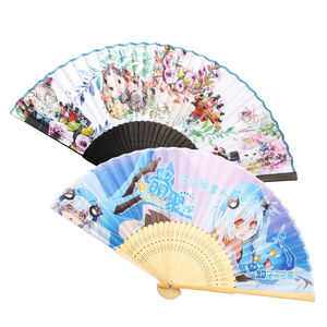 Éventails pliants portables en bambou de grande taille avec motif floral, à tenir à la main pour la décoration de mariages et de fêtes - Product Image 5